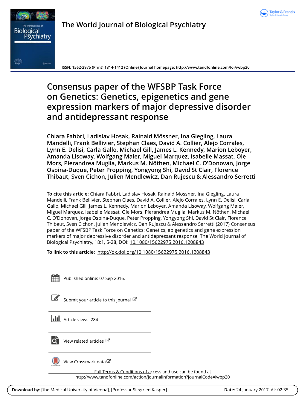 Genetics, Epigenetics and Gene Expression Markers of Major Depressive Disorder and Antidepressant Response