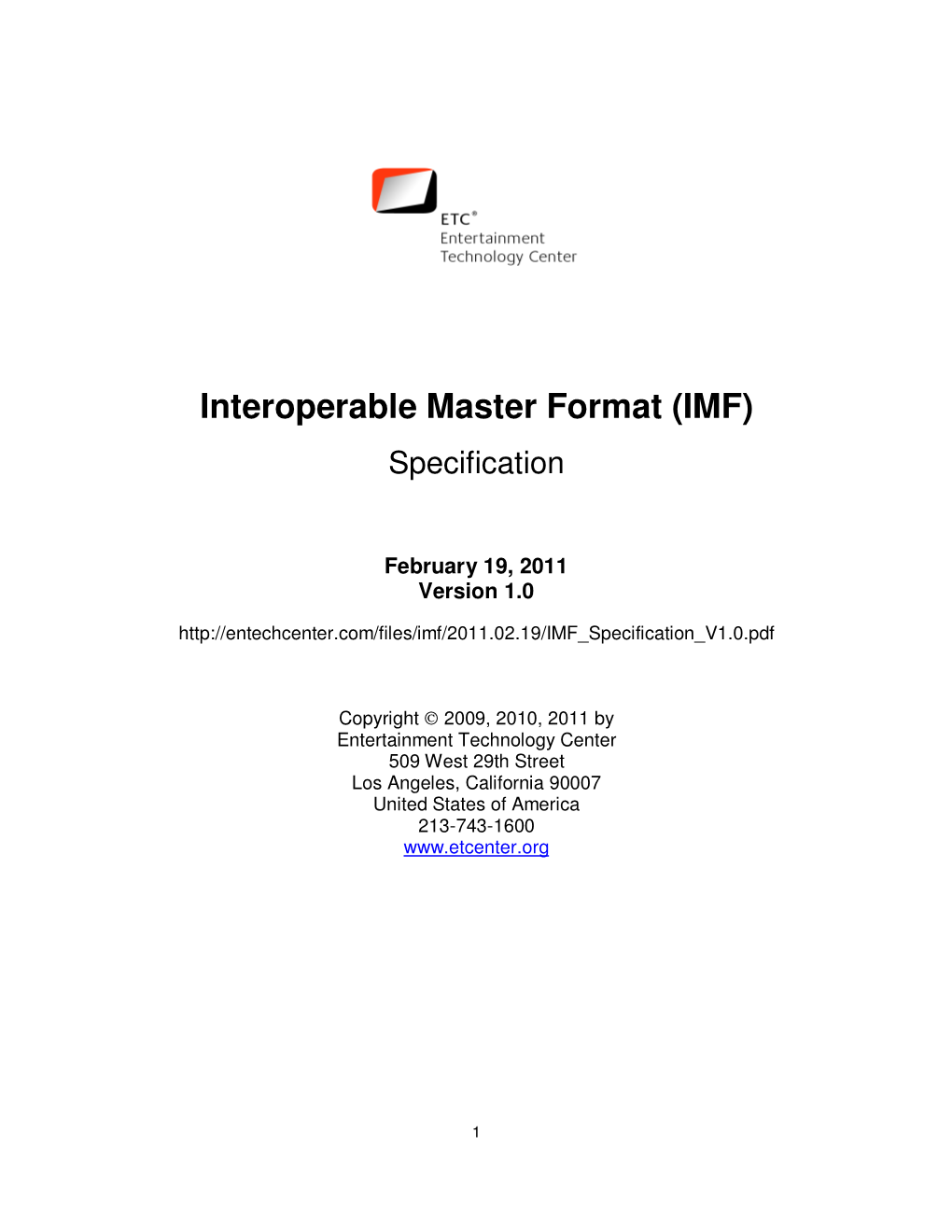 IMF) Specification