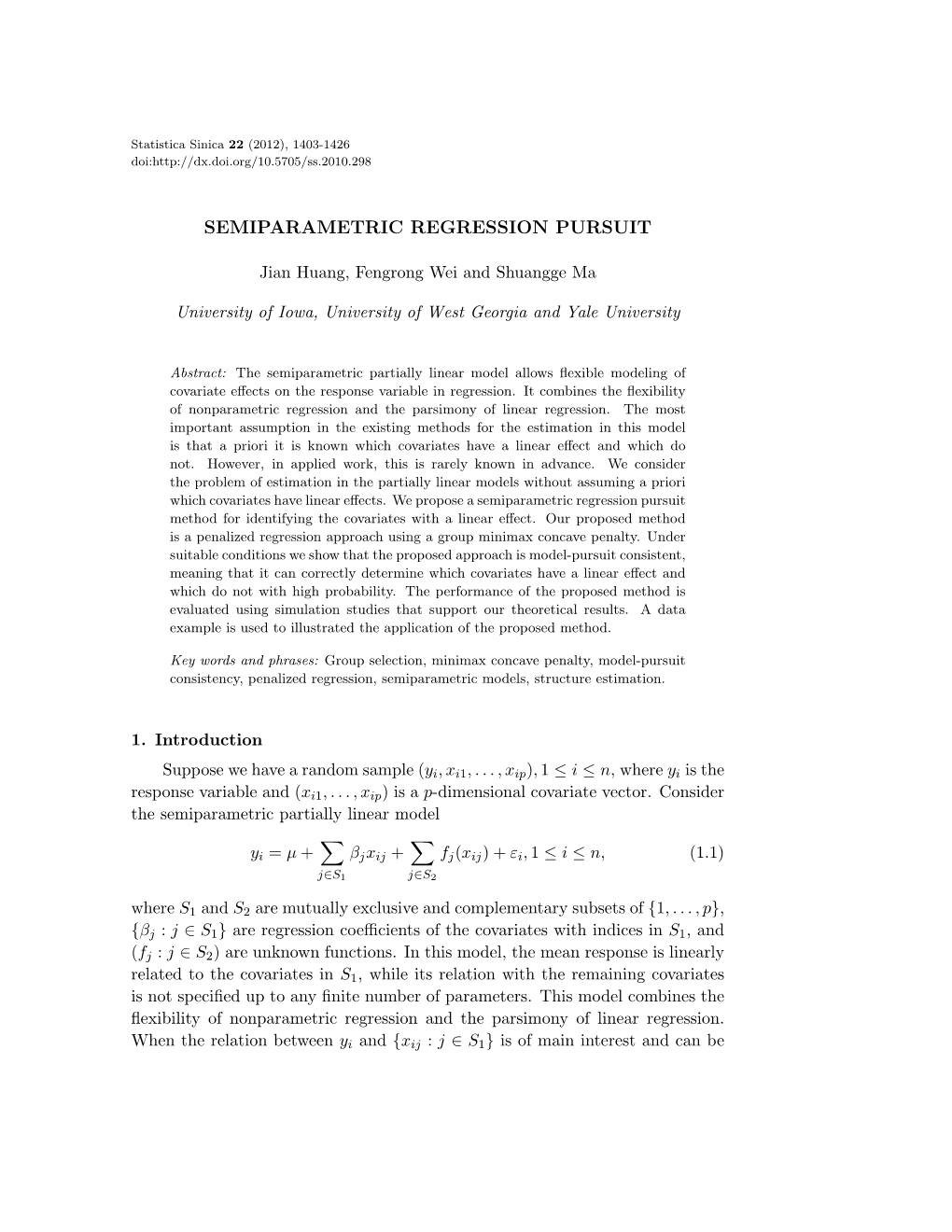 Semiparametric Regression Pursuit