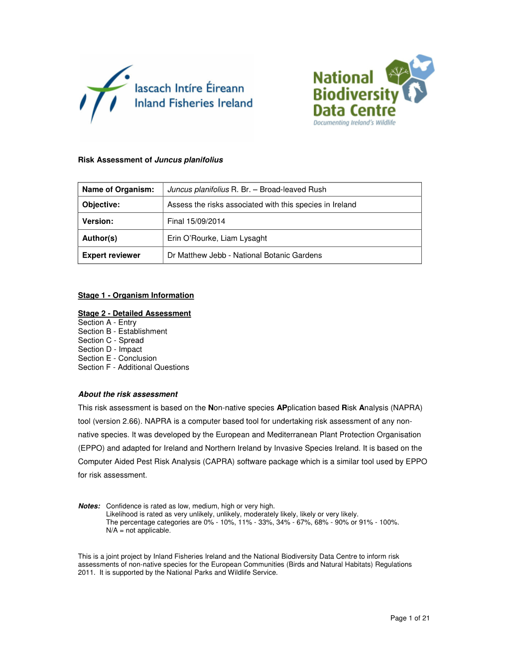 Juncus Planifolius (Broad-Leaved Rush) Per 10Km 2 in Ireland