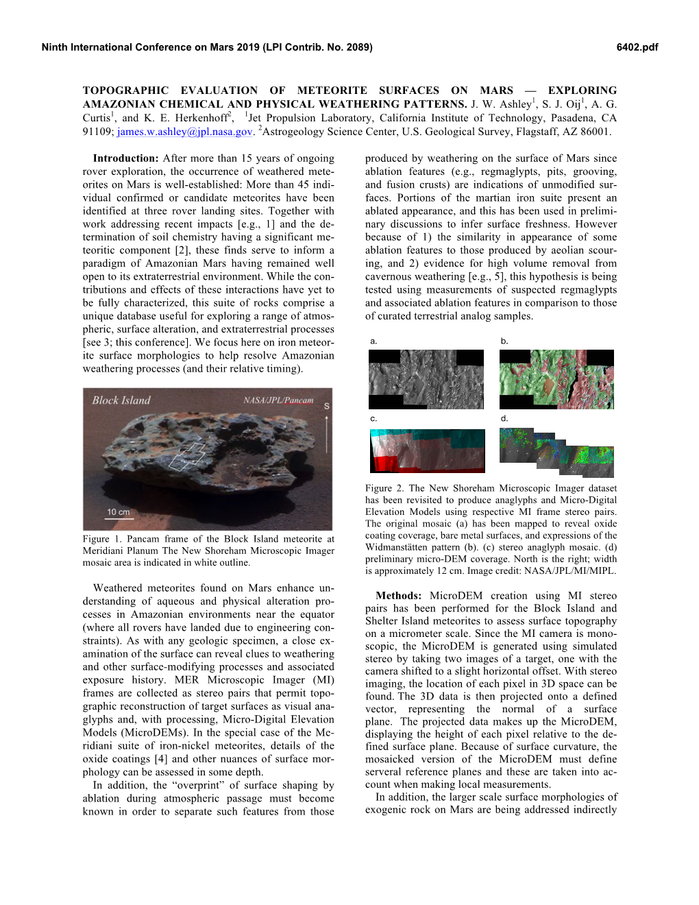 Topographic Evaluation of Meteorite Surfaces on Mars — Exploring Amazonian Chemical and Physical Weathering Patterns