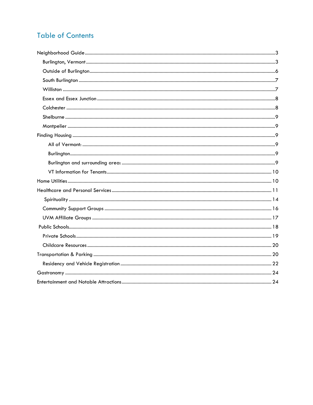 Table of Contents