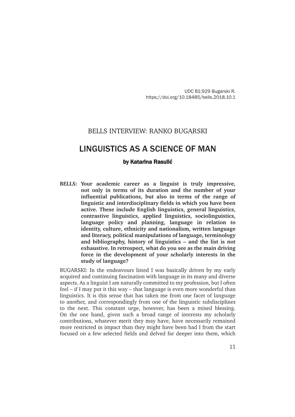 Linguistics As a Science of Man