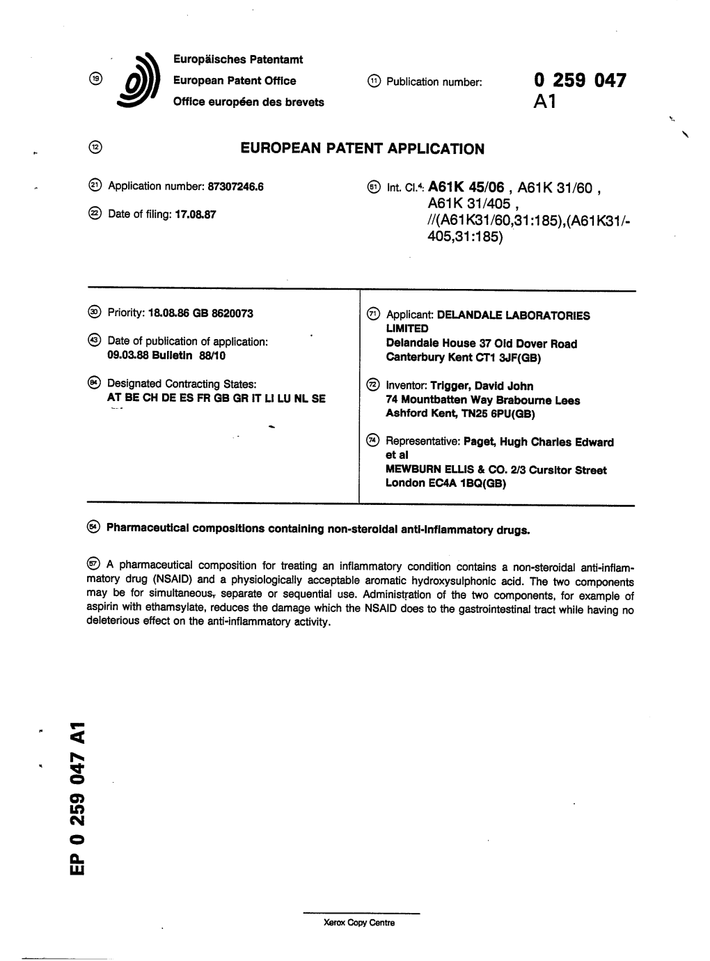 Pharmaceutical Compositions Containing Non-Steroidal Anti-Inflammatory Drugs