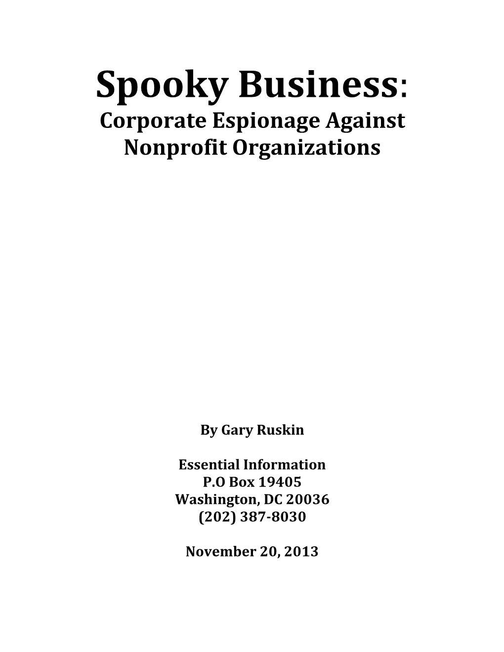 Spooky Business: Corporate Espionage Against Nonprofit Organizations