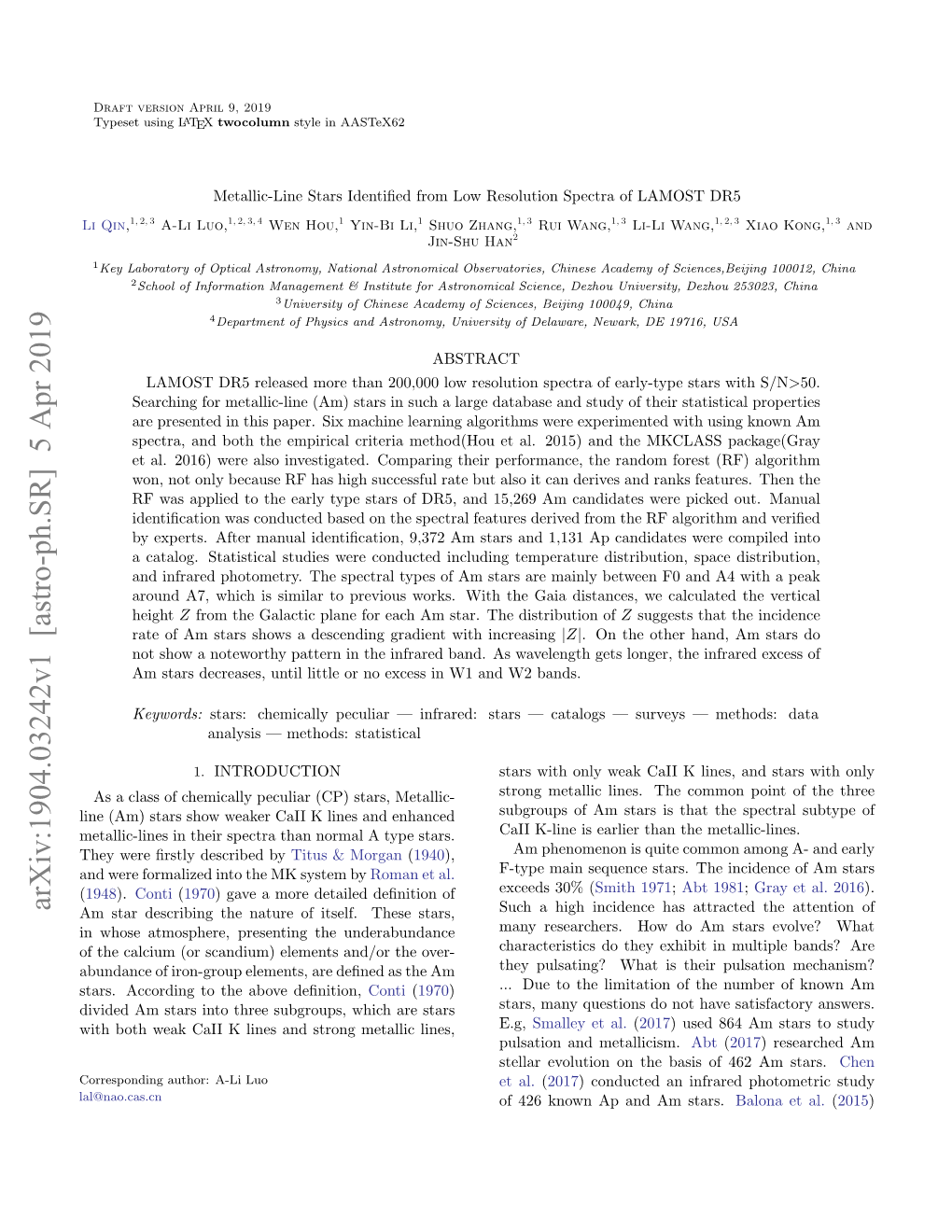 Metallic-Line Stars Identified from Low Resolution Spectra of LAMOST