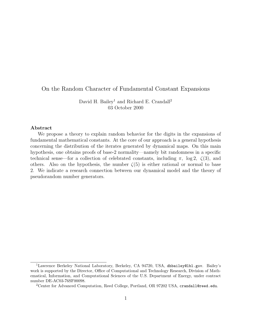 On the Random Character of Fundamental Constant Expansions