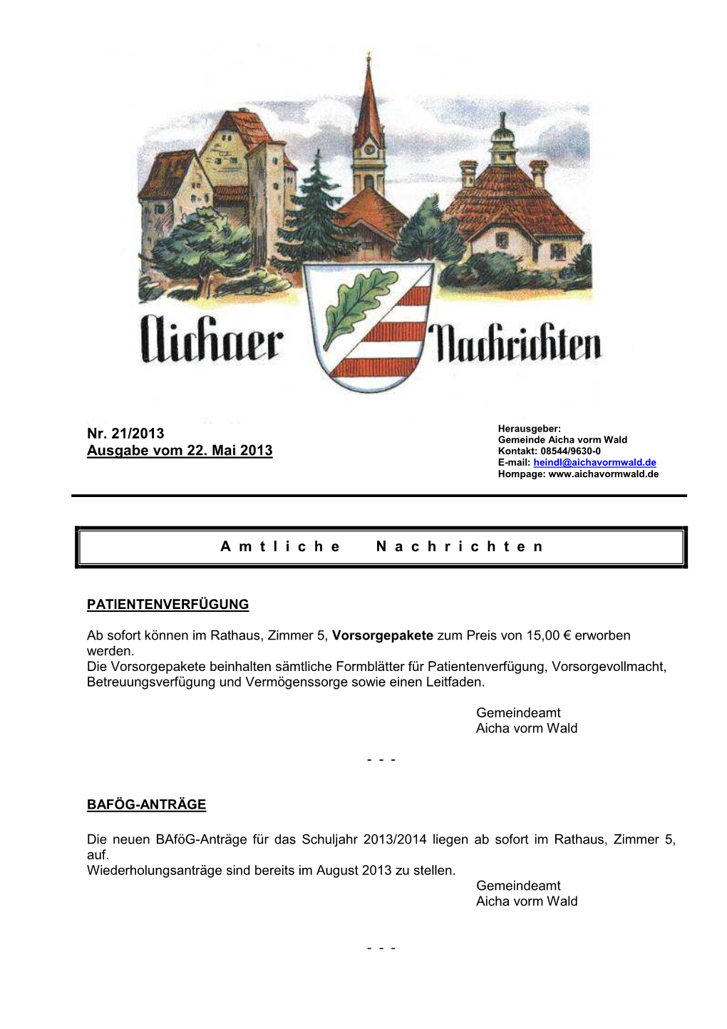 Gemeindeblatt-Ausgabe Nr. 2013-21