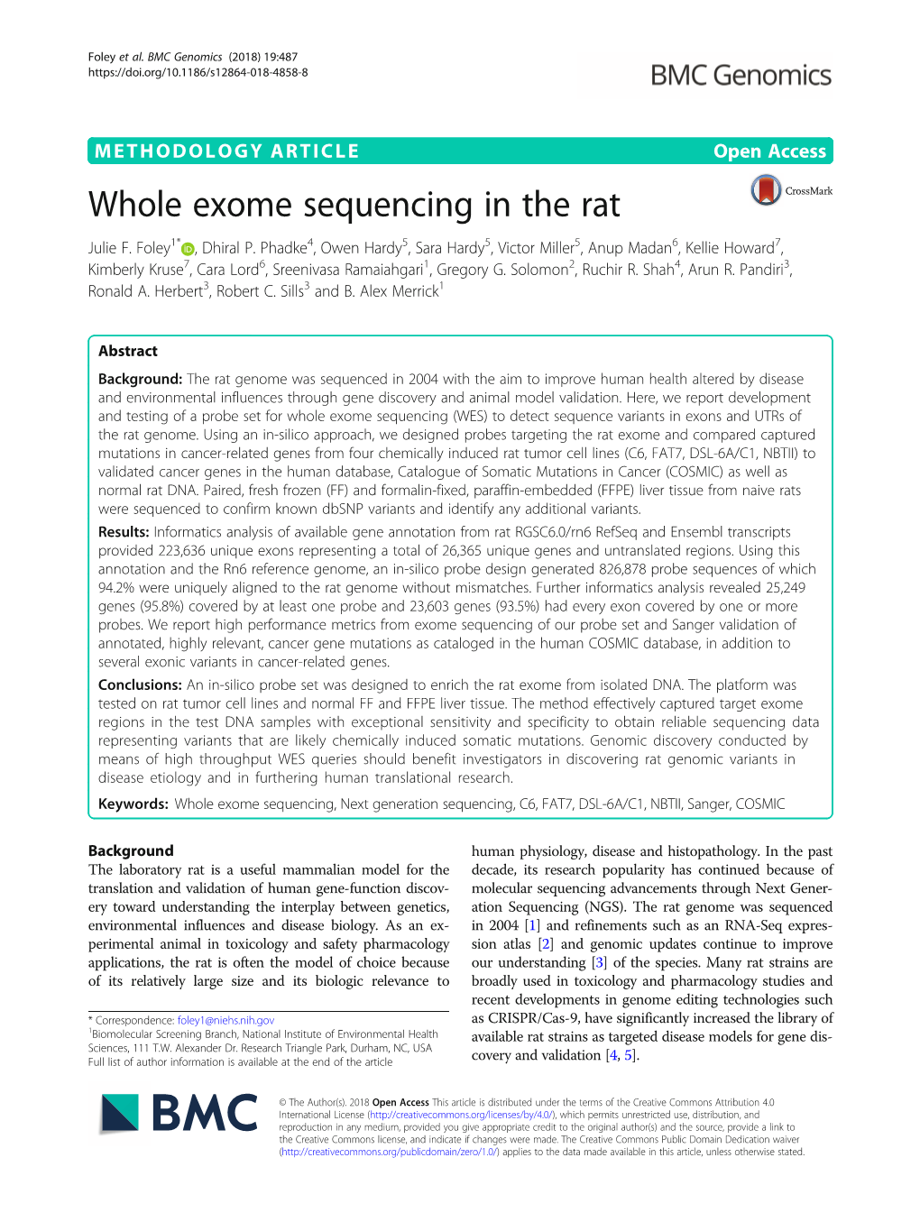 Whole Exome Sequencing in the Rat Julie F