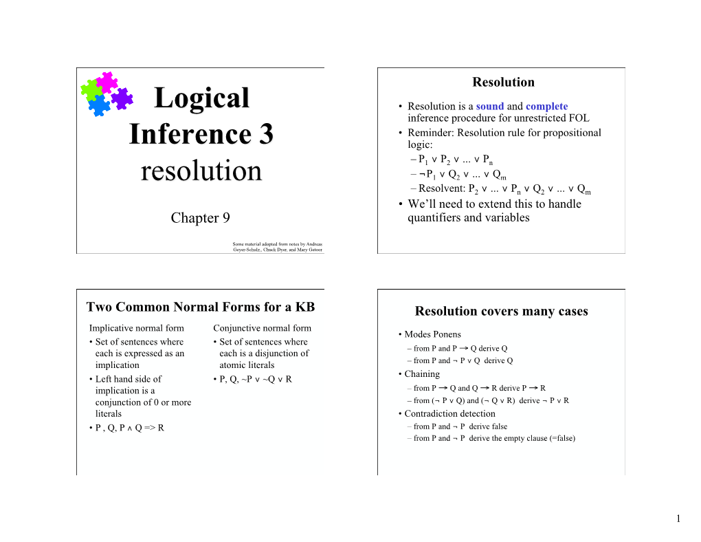 Logical Inference 3 Resolution