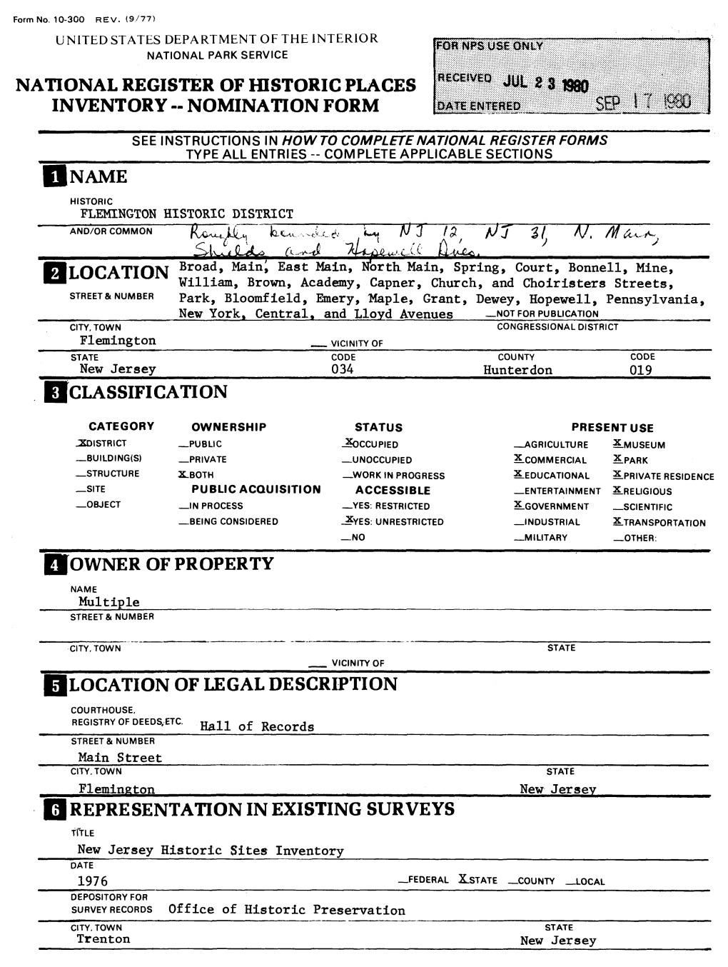 National Register of Historic Places Inventory -- Nomination Form 111