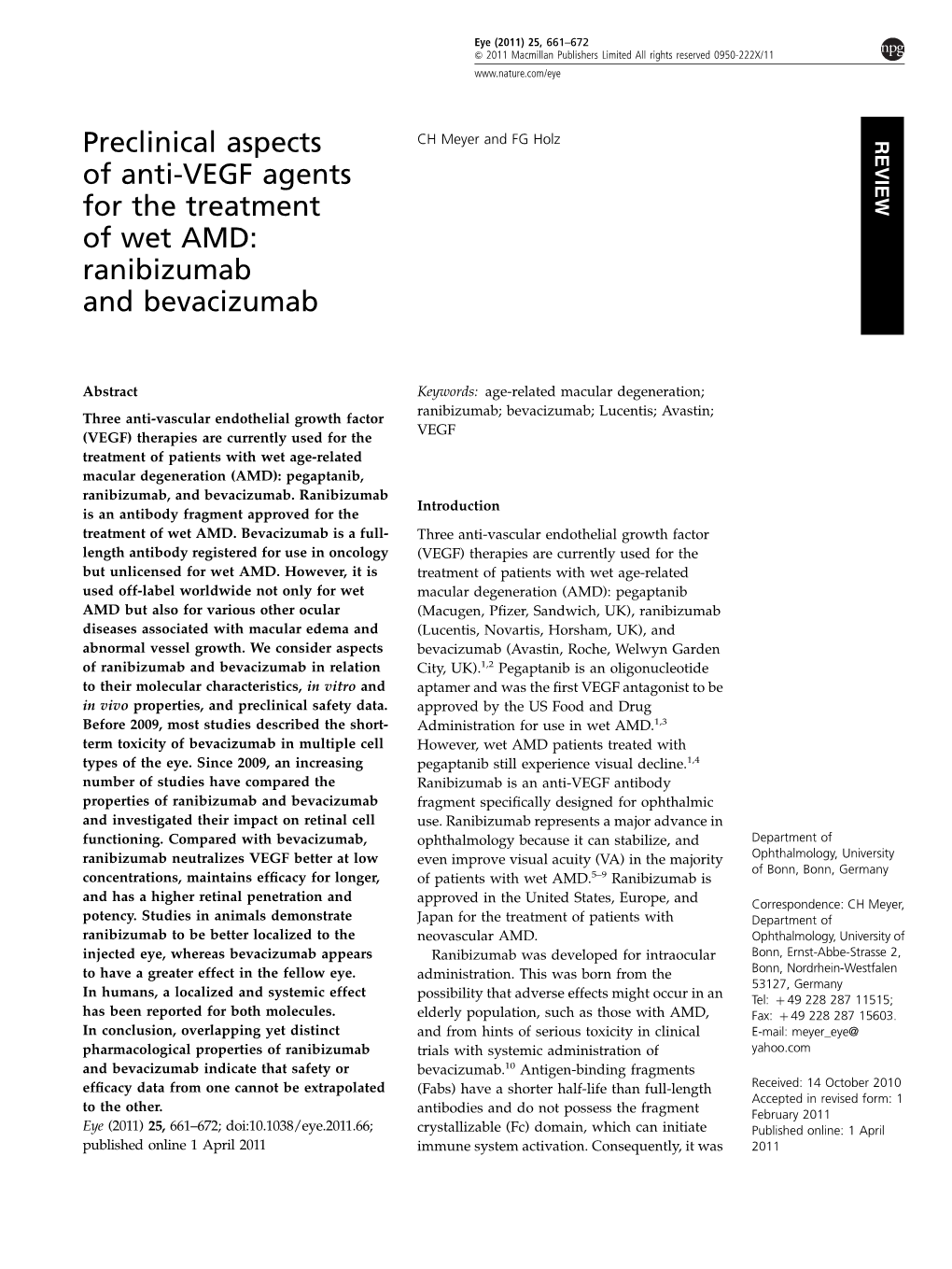 Preclinical Aspects of Anti-VEGF Agents for the Treatment of Wet