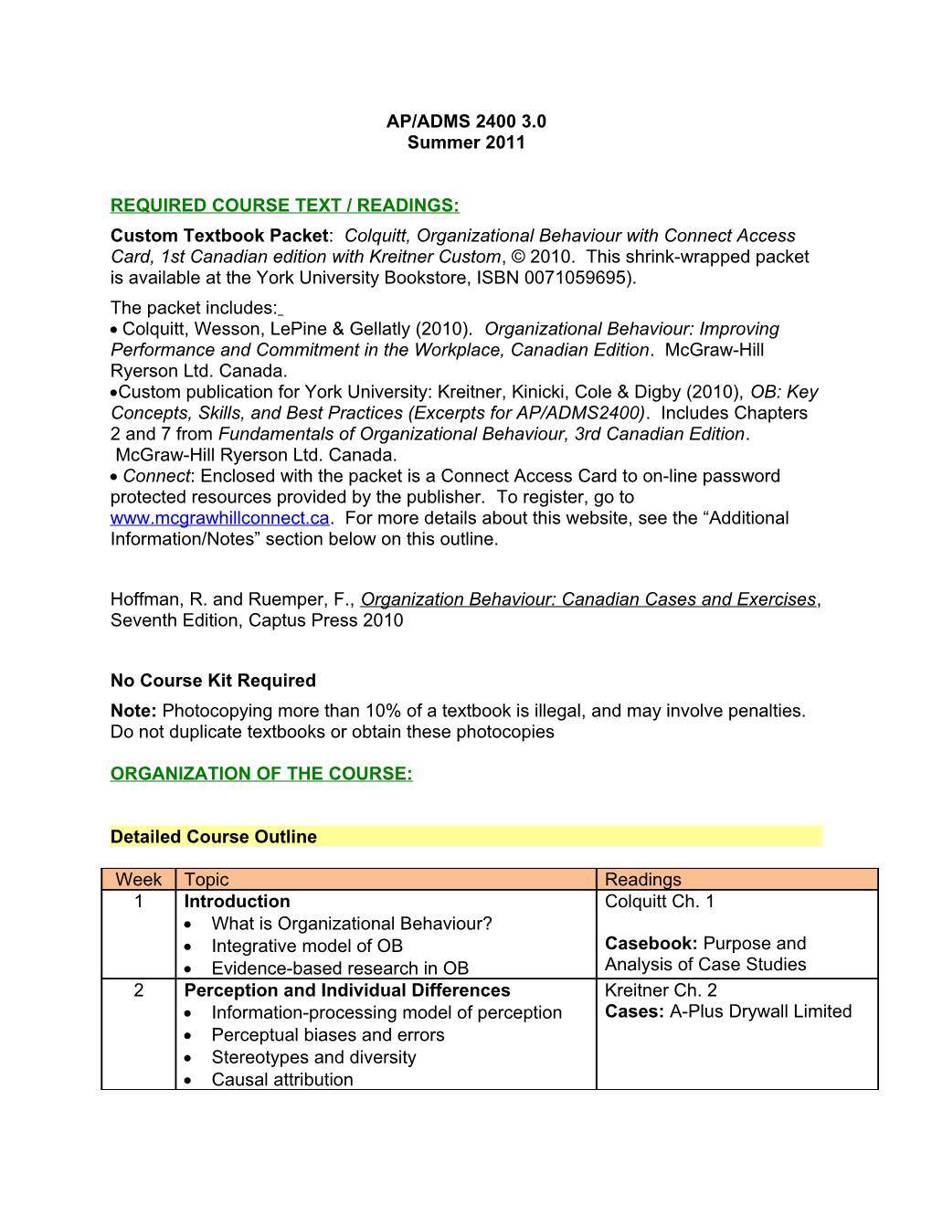 Required Course Text / Readings s1