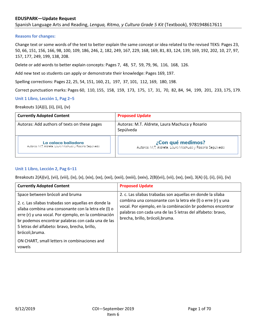 Update Request, Eduspark, Grade 5