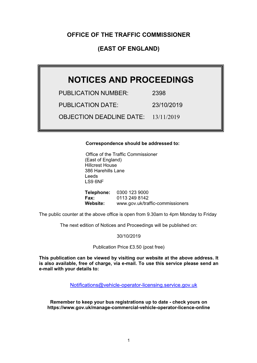 Notices and Proceedings