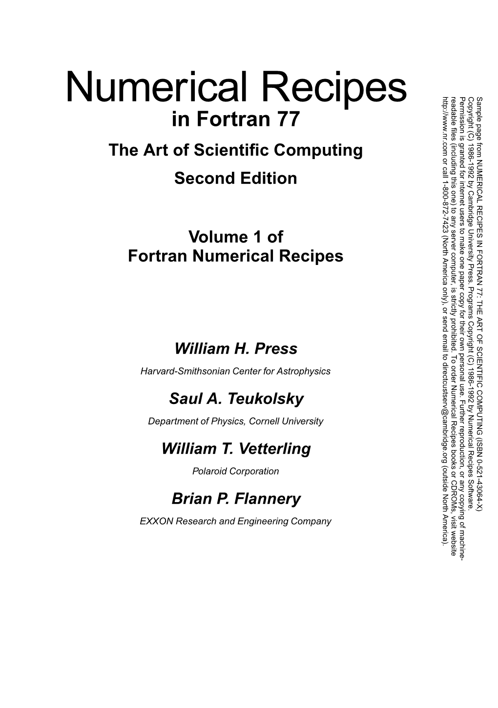 NUMERICAL RECIPES in FORTRAN 77: the ART of SCIENTIFIC COMPUTING (ISBN 0-521-43064-X) Copyright (C) 1986-1992 by Cambridge University Press