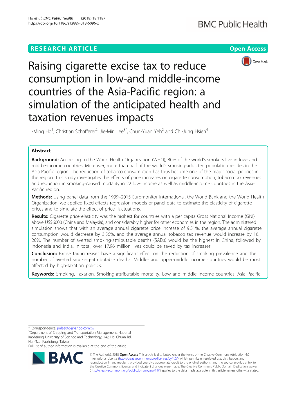 Raising Cigarette Excise Tax to Reduce Consumption in Low-And Middle