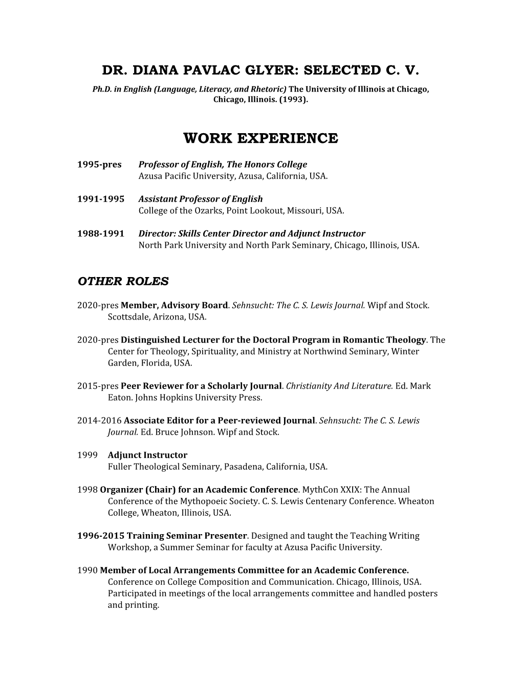 Full Curriculum Vitae (PDF)