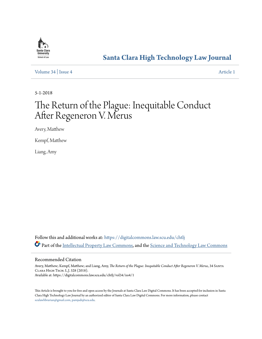 Inequitable Conduct After Regeneron V. Merus Avery, Matthew