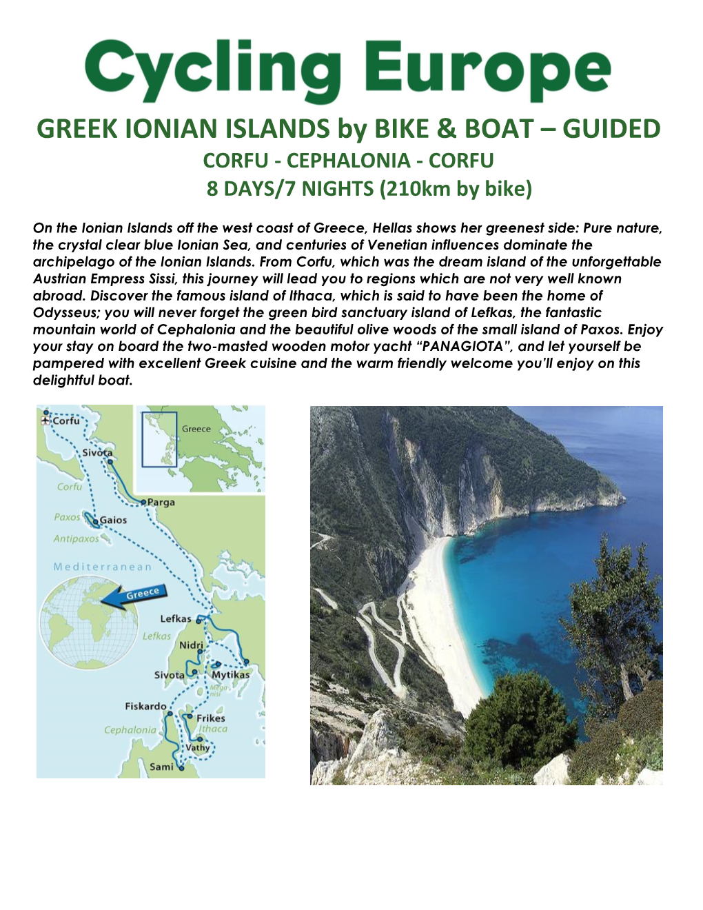 GREEK IONIAN ISLANDS by BIKE & BOAT – GUIDED