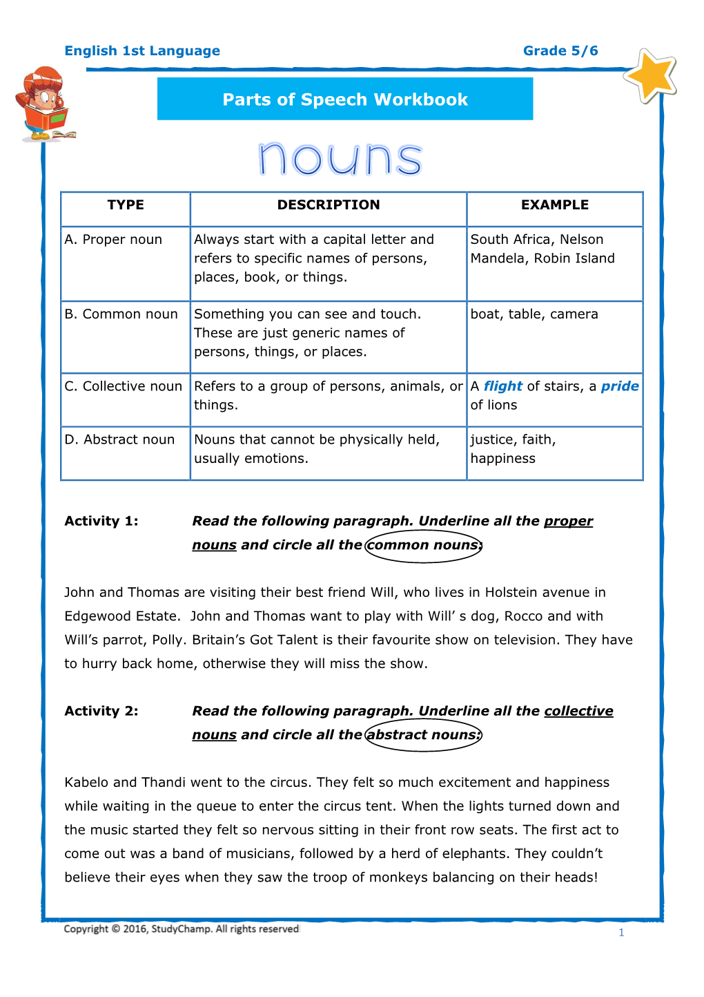 Parts of Speech Workbook