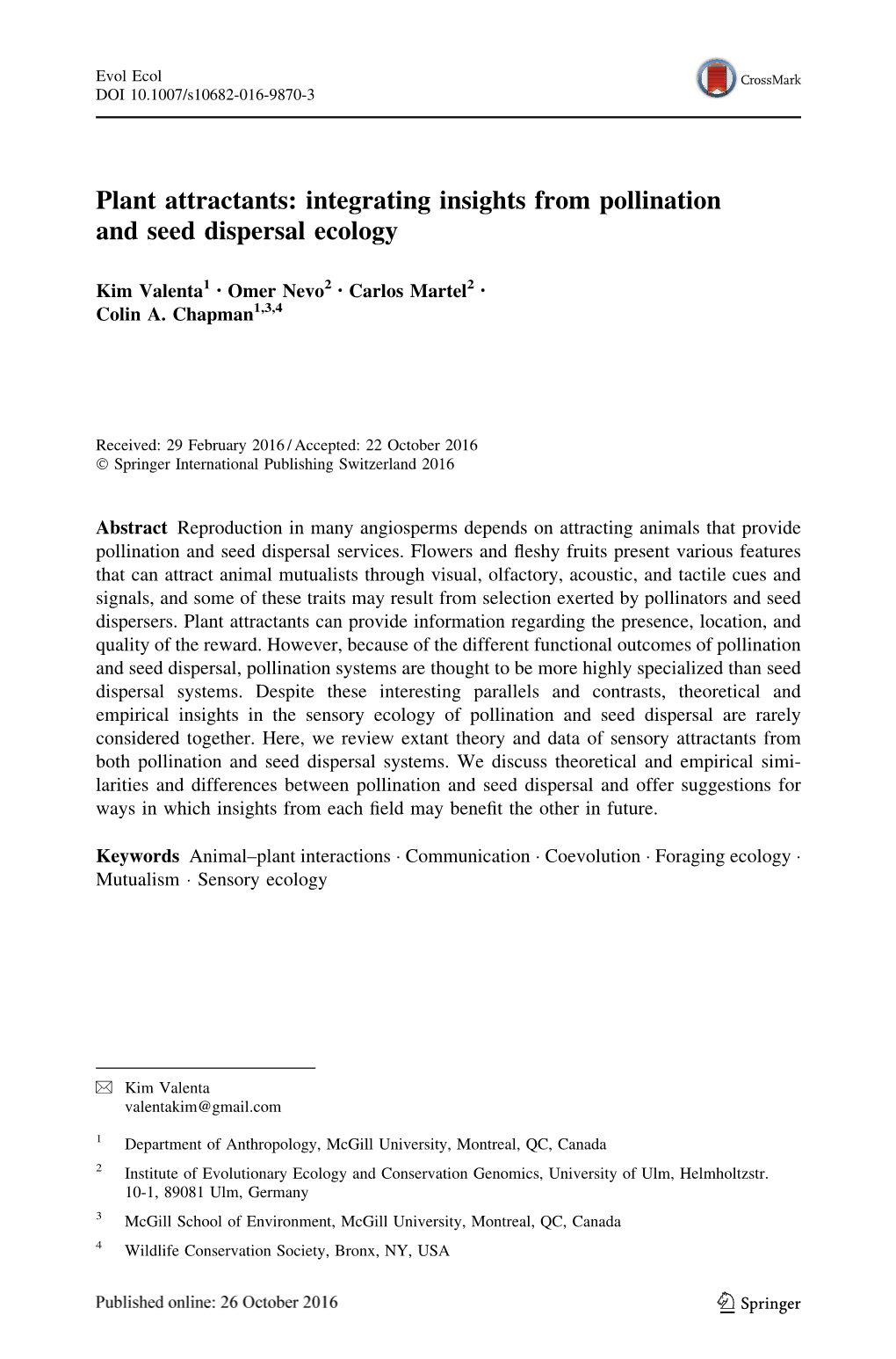 Plant Attractants: Integrating Insights from Pollination and Seed Dispersal Ecology