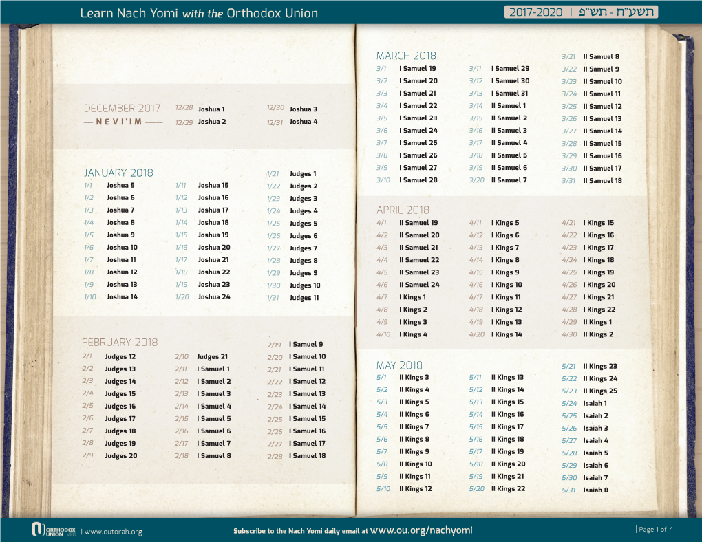 Learn Nach Yomi with the Orthodox Union 2017-2020 | P”St - U”Ist