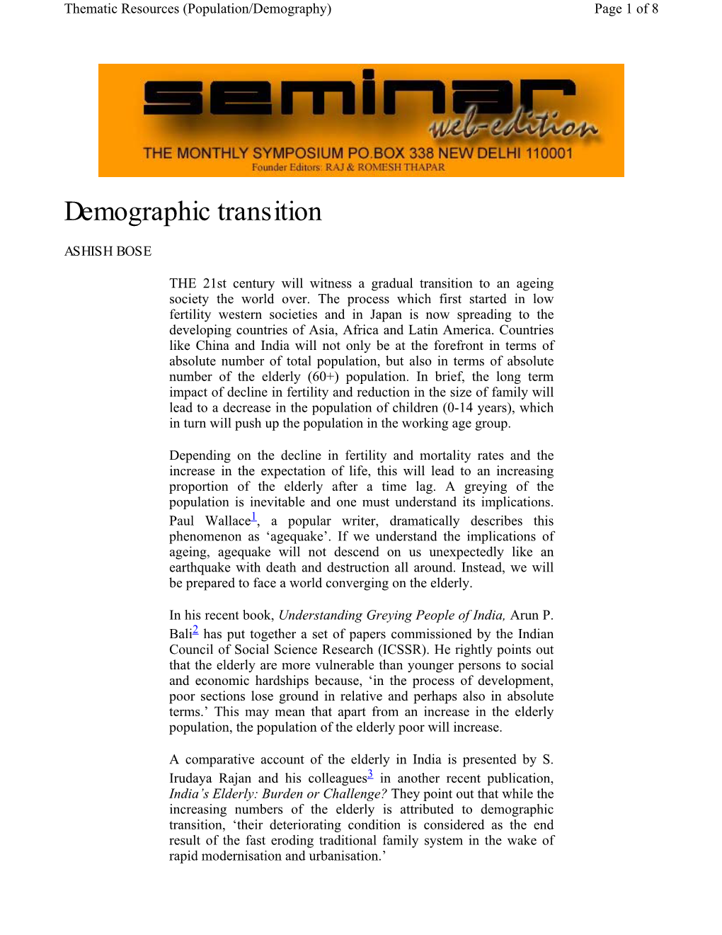 Demographic Transition