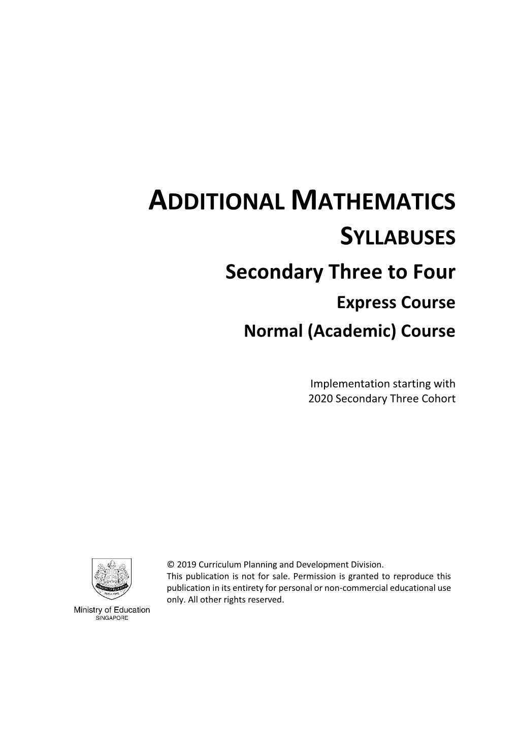 2020 Additional Mathematics