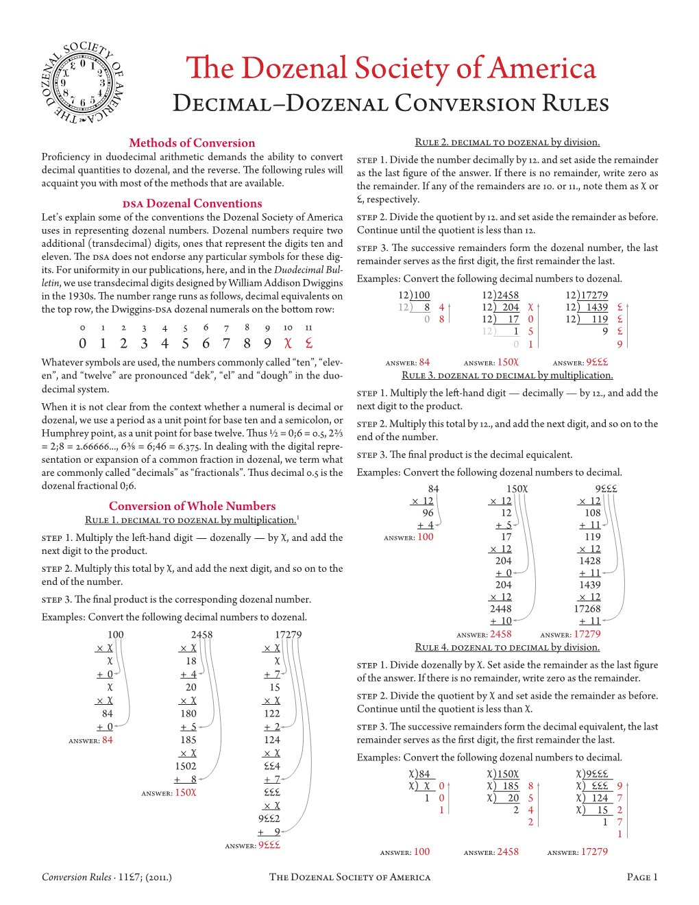 Decimal-Dozenal Conversion Rules