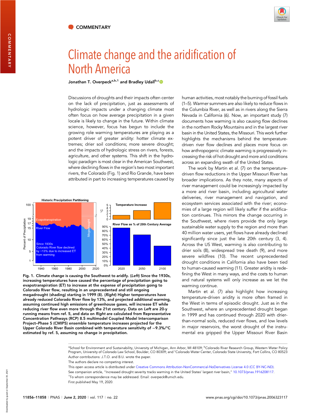 Climate Change and the Aridification of North America Jonathan T