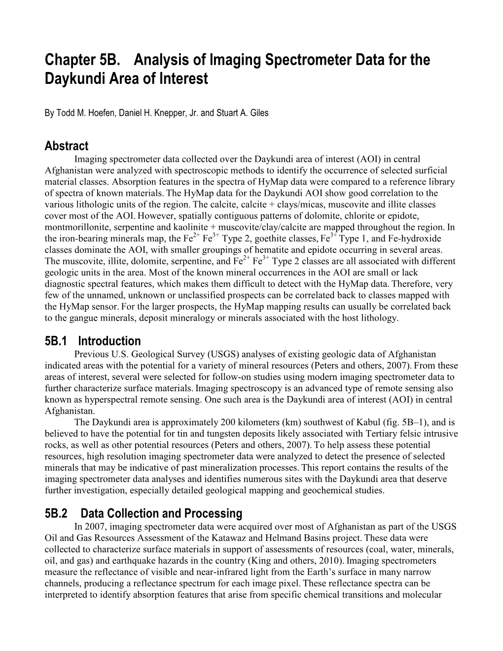 Summaries of Important Areas for Mineral Investment and Production