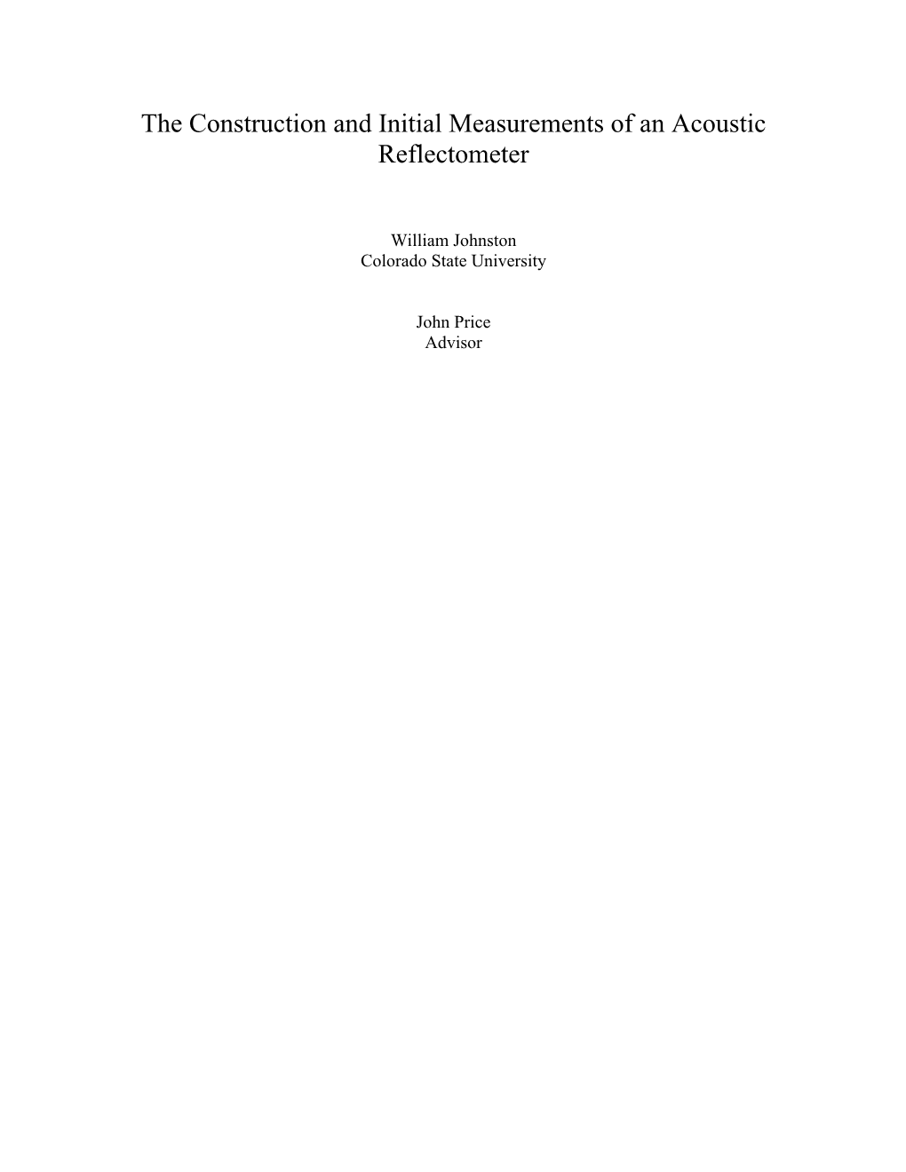 The Construction and Initial Measurements of an Acoustic Reflectometer