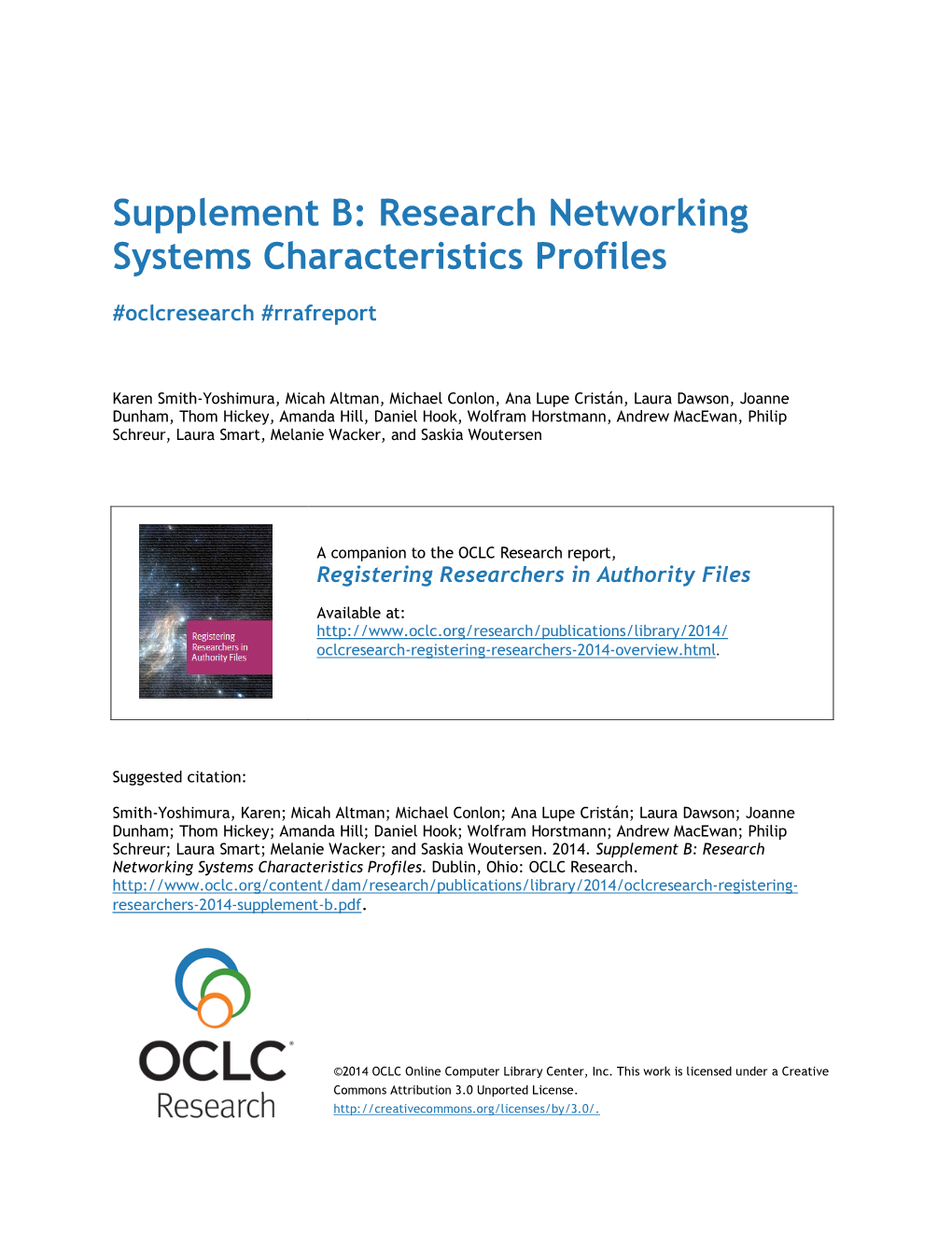 Research Networking Systems Characteristics Profiles