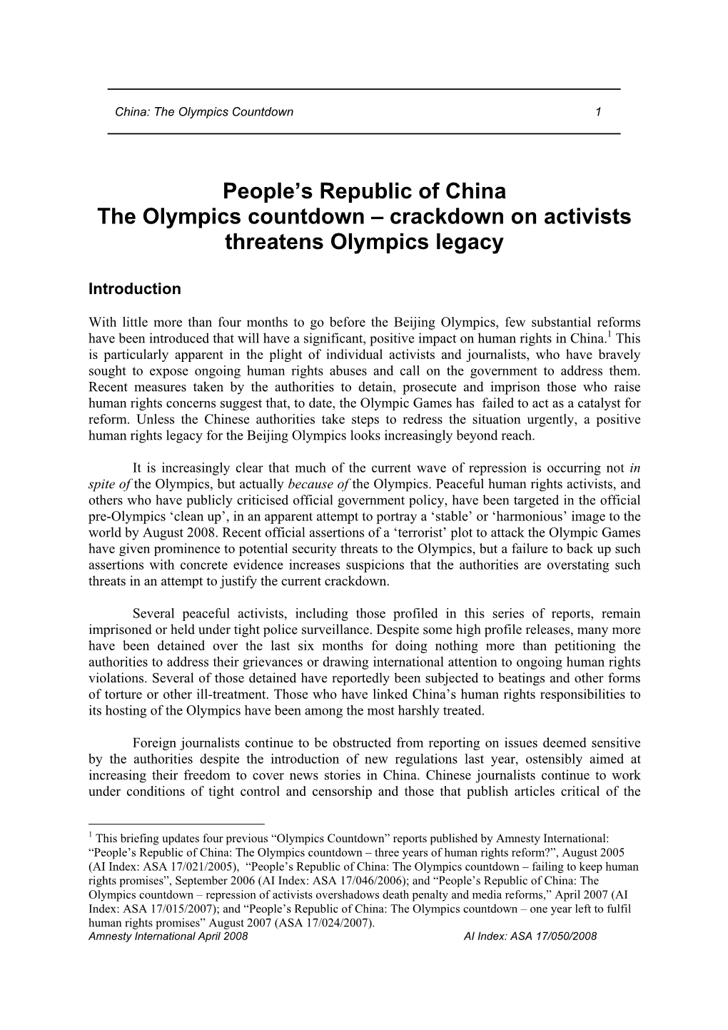 People's Republic of China the Olympics Countdown