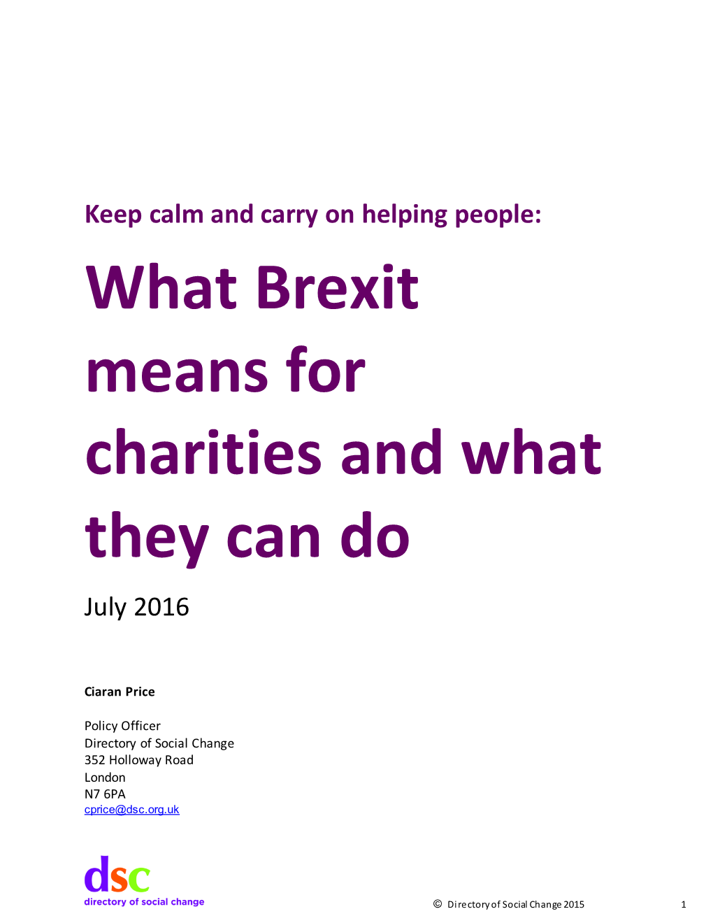 What Brexit Means for Charities and What They Can Do July 2016