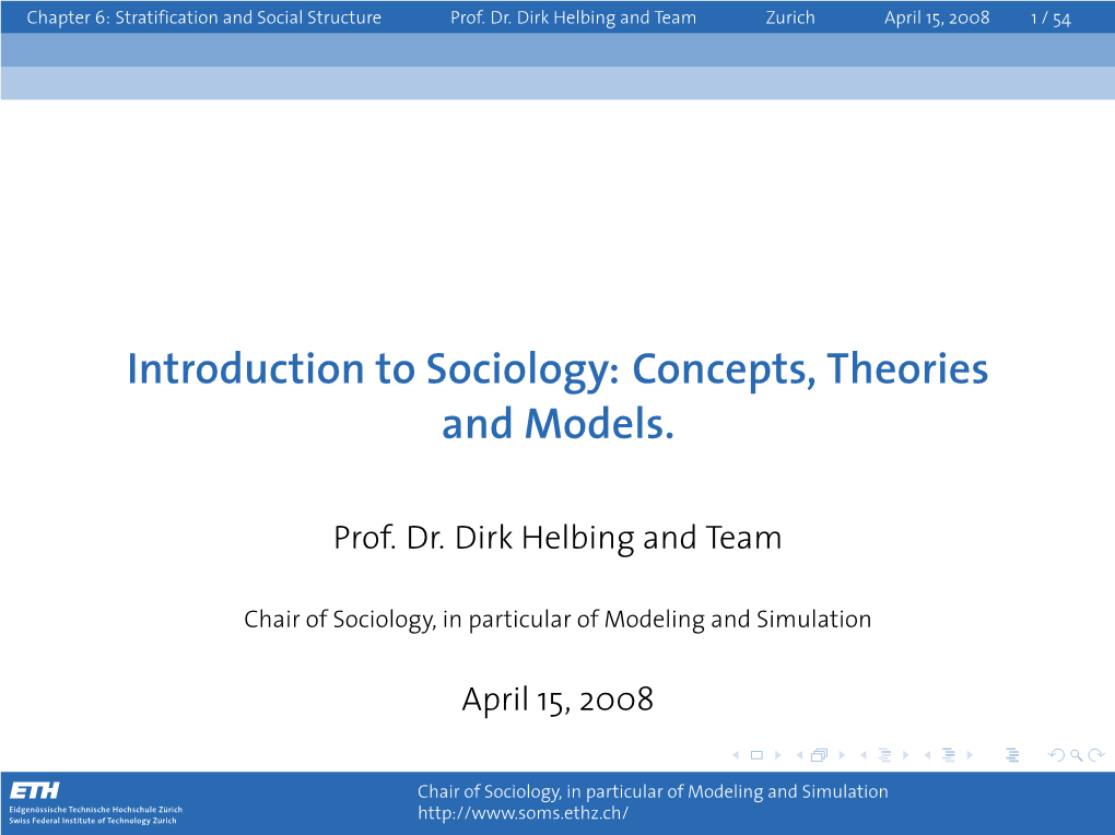 Introduction to Sociology: Concepts, Theories and Models