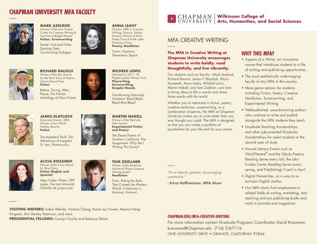 Chapman University Mfa Faculty