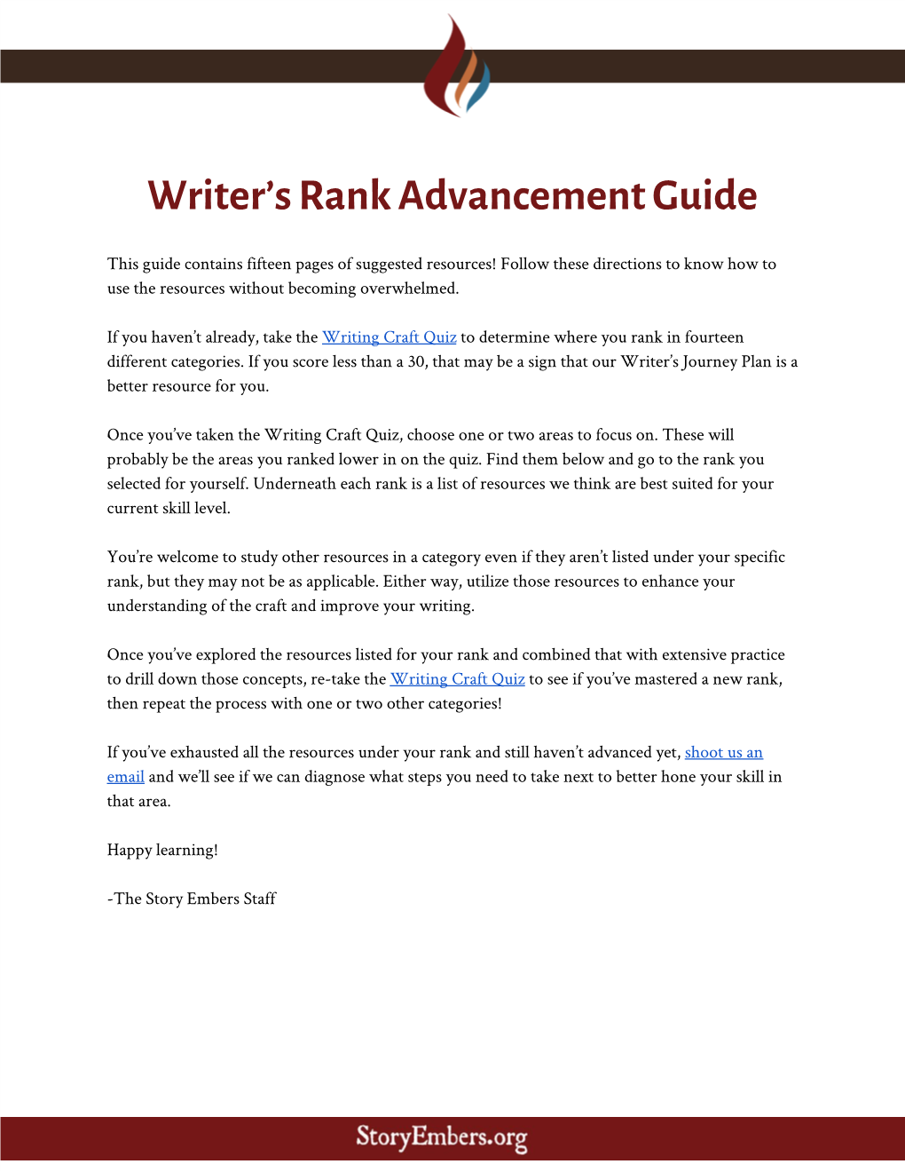 Writer's Rank Advancement Guide