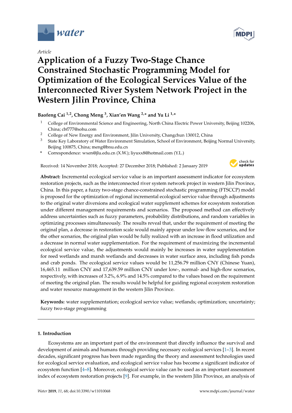 Application of a Fuzzy Two-Stage Chance Constrained Stochastic