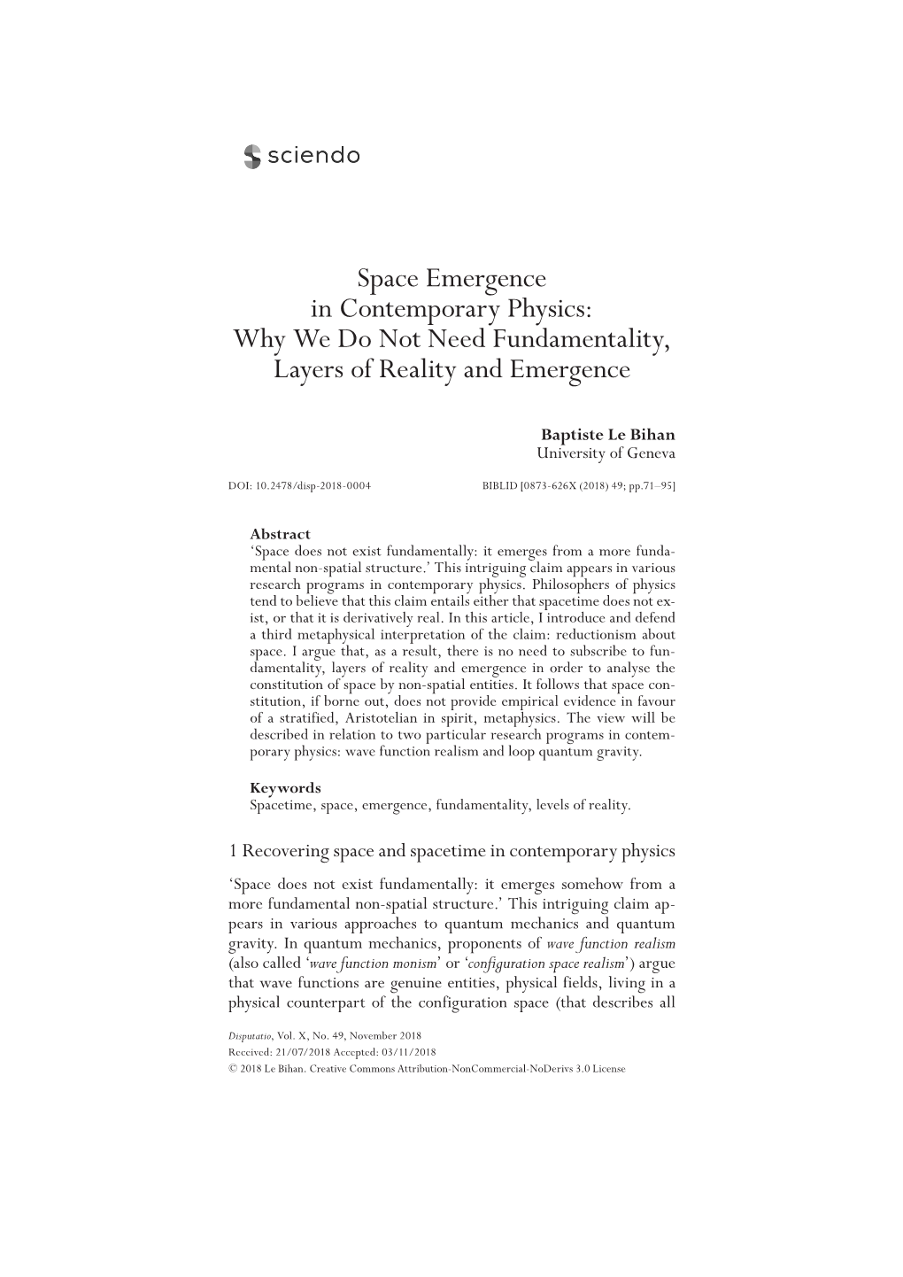 Space Emergence in Contemporary Physics: Why We Do Not Need Fundamentality, Layers of Reality and Emergence