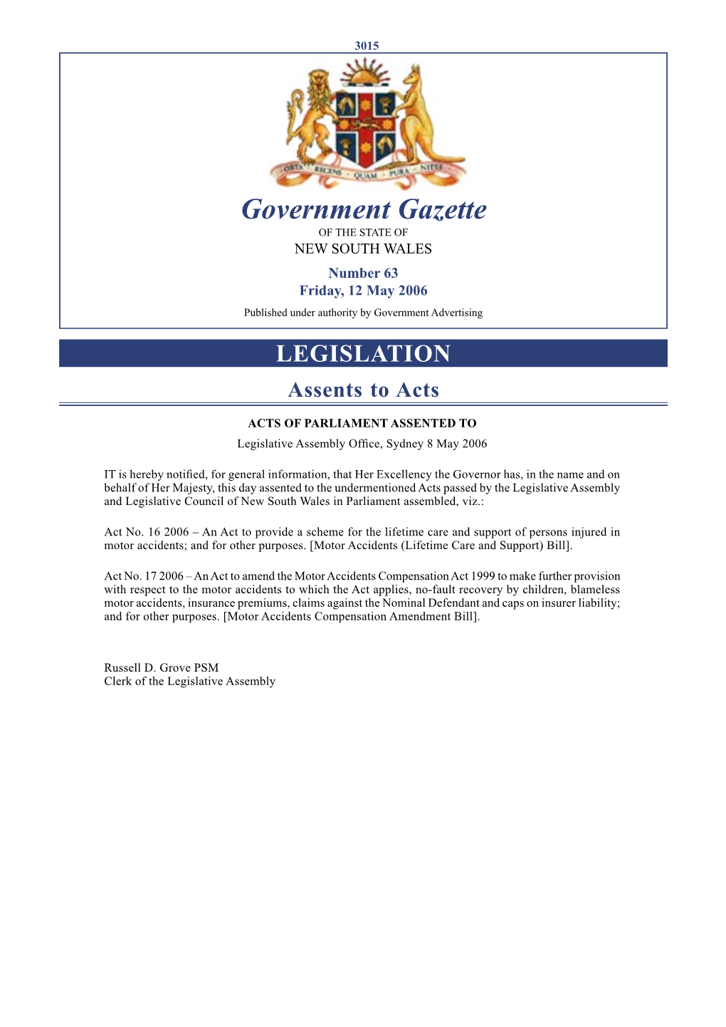 Gazette No 63 of 12 May 2006