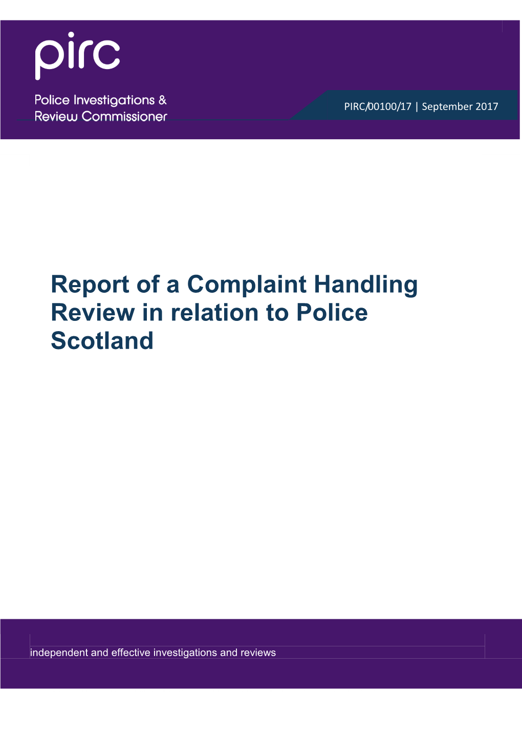 Report of a Complaint Handling Review in Relation to Police Scotland