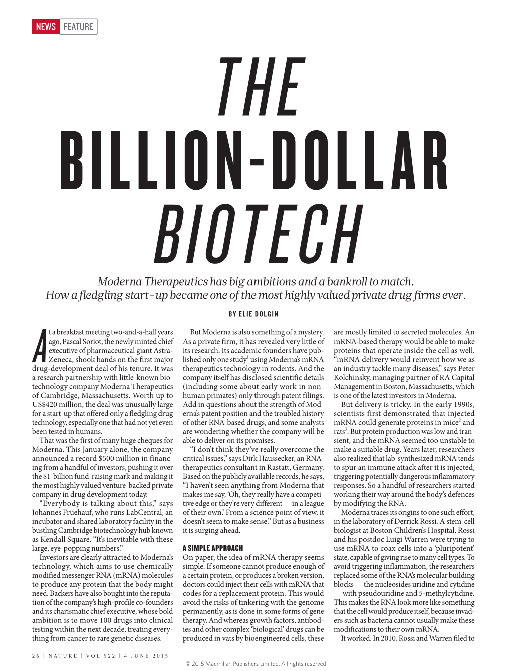 Moderna Therapeutics Has Big Ambitions and a Bankroll to Match