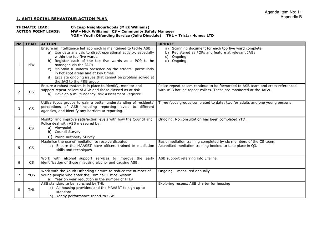 Emerging Issues Action Plan