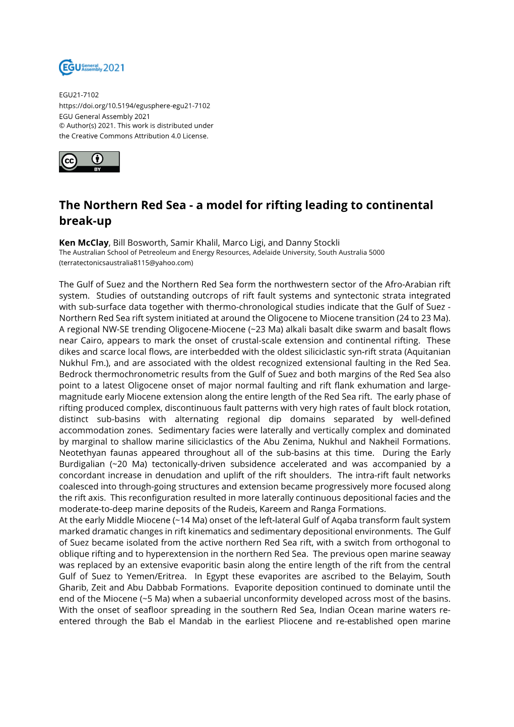 The Northern Red Sea - a Model for Rifting Leading to Continental Break-Up