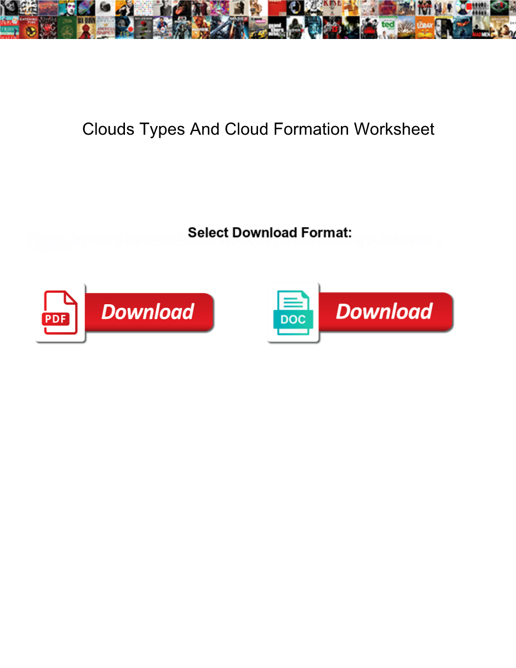 Clouds Types and Cloud Formation Worksheet