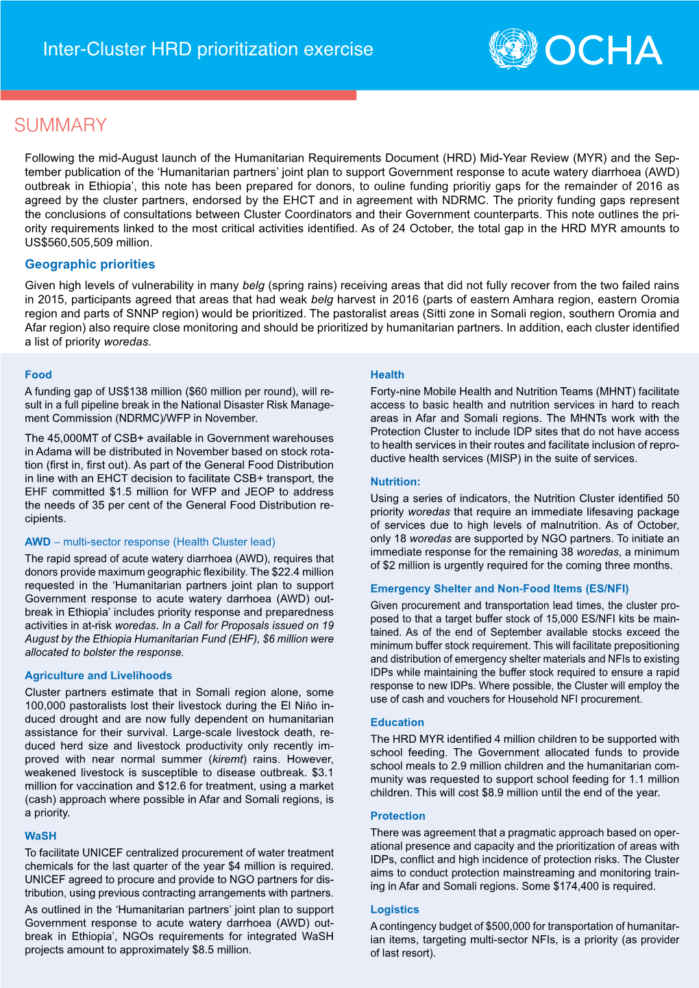 Inter-Cluster HRD Prioritization Exercise