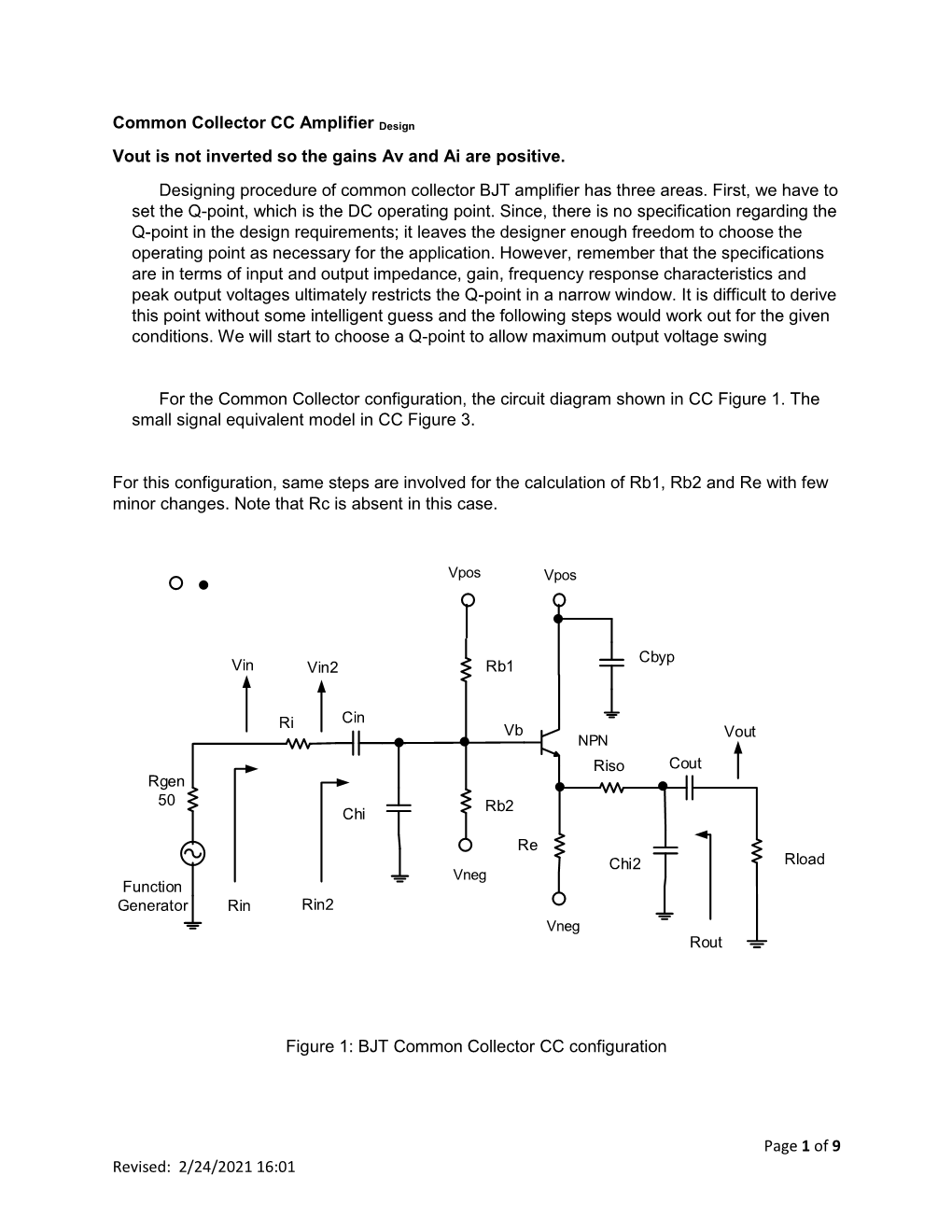 2/24/2021 16:01 Common Collector CC Amplifier Design Vout Is Not