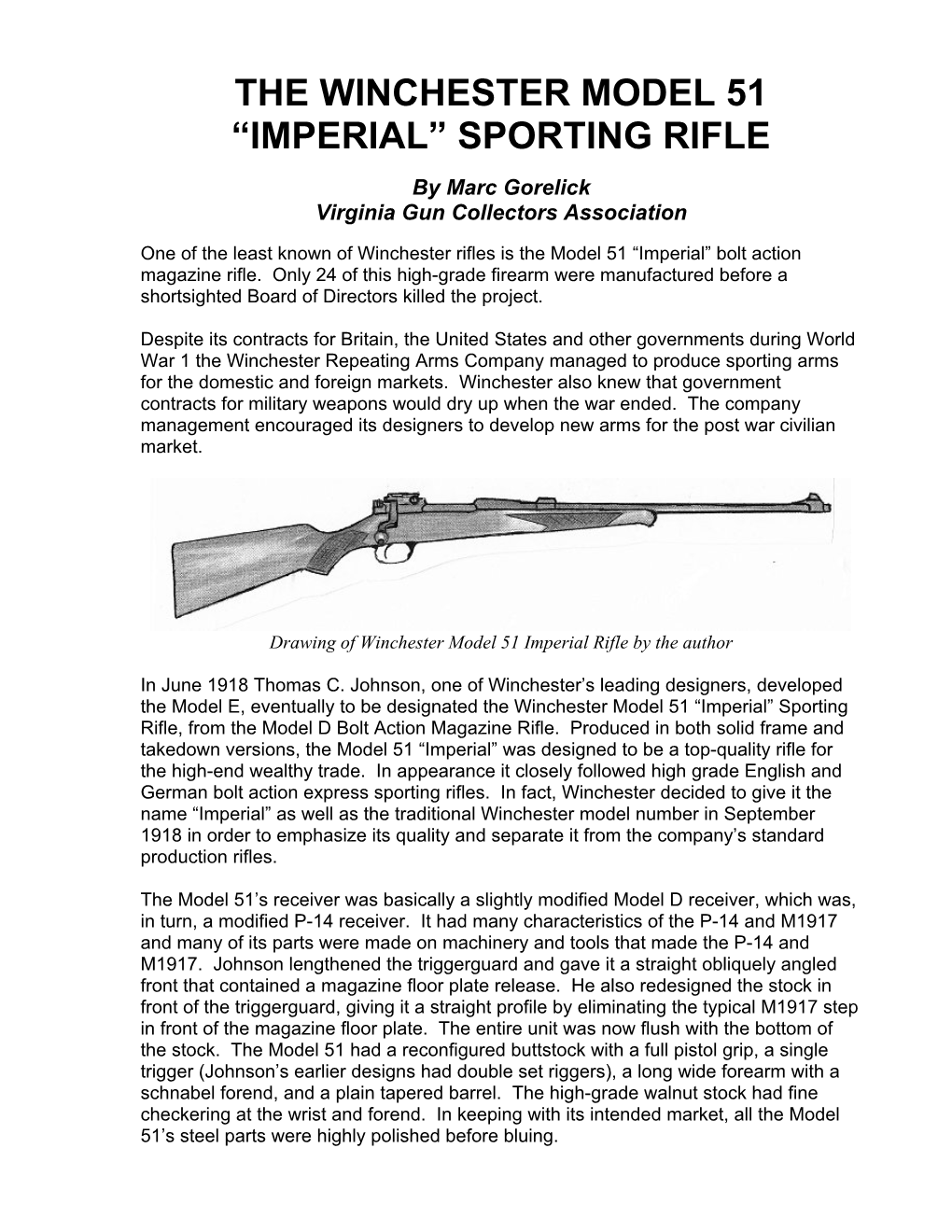 Winchester Model 51 Imperial Rifle by the Author